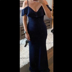 Navy Blue Fitted Maxi Dress